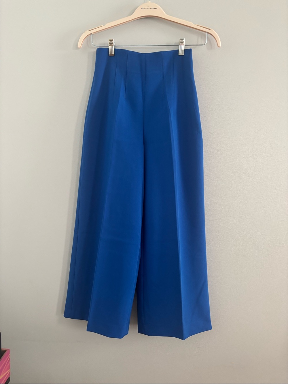 Zara High-Rise Wide-Leg Pants in Cobalt Blue